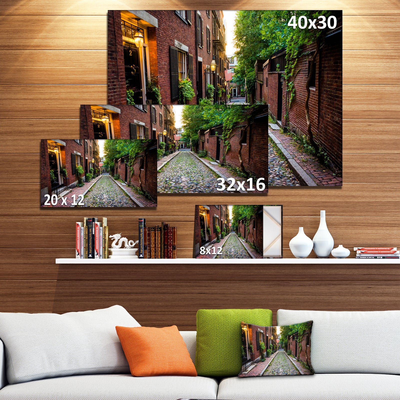 Acorn Street Massachusetts - Landscape Canvas Wall Artwork