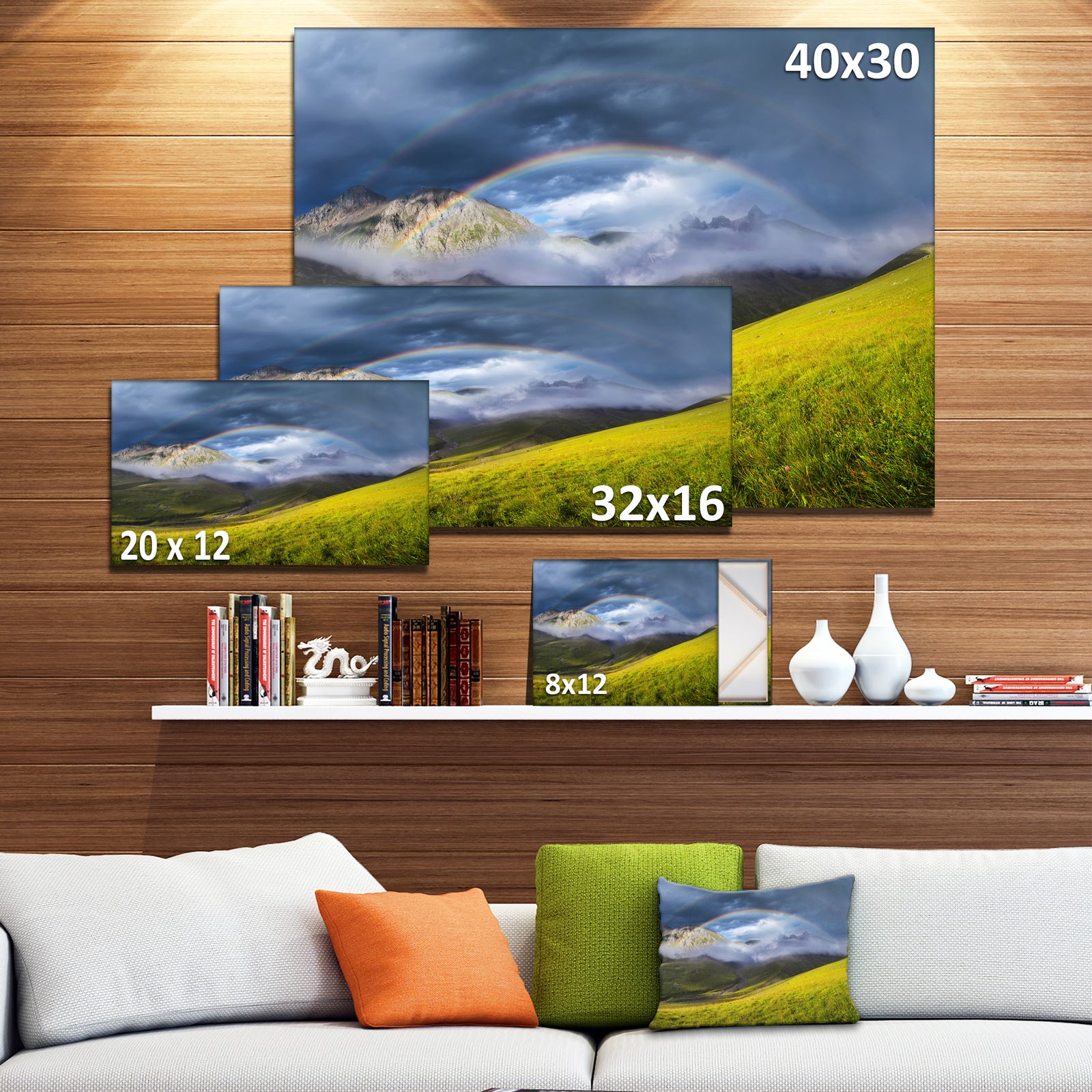 Rainbow in Mountain Valley - Landscape Canvas Wall Artwork