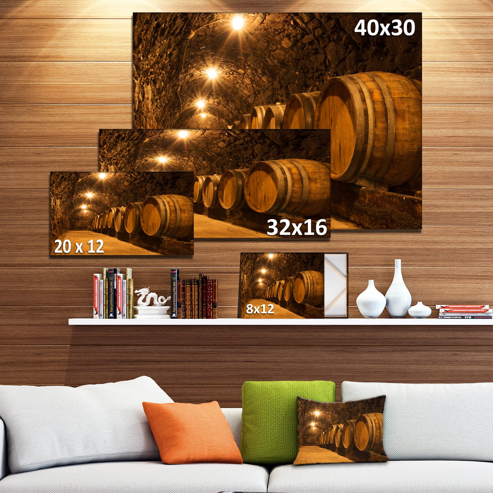 Oak Barrels in the Tunnel - Landscape Wall Artwork
