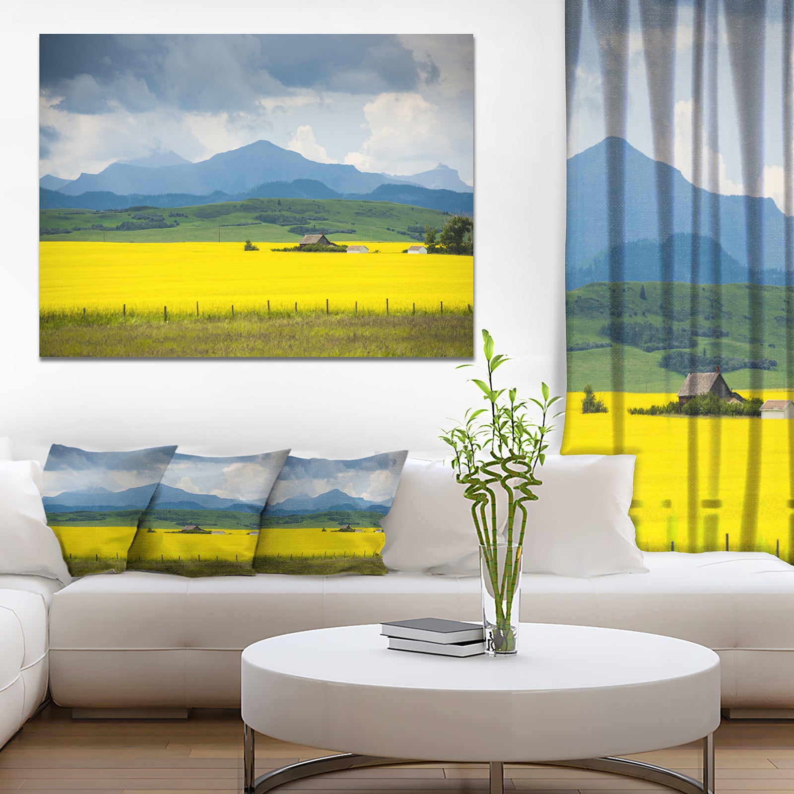 Farm House in Field Of Canola - Landscape Wall Artwork