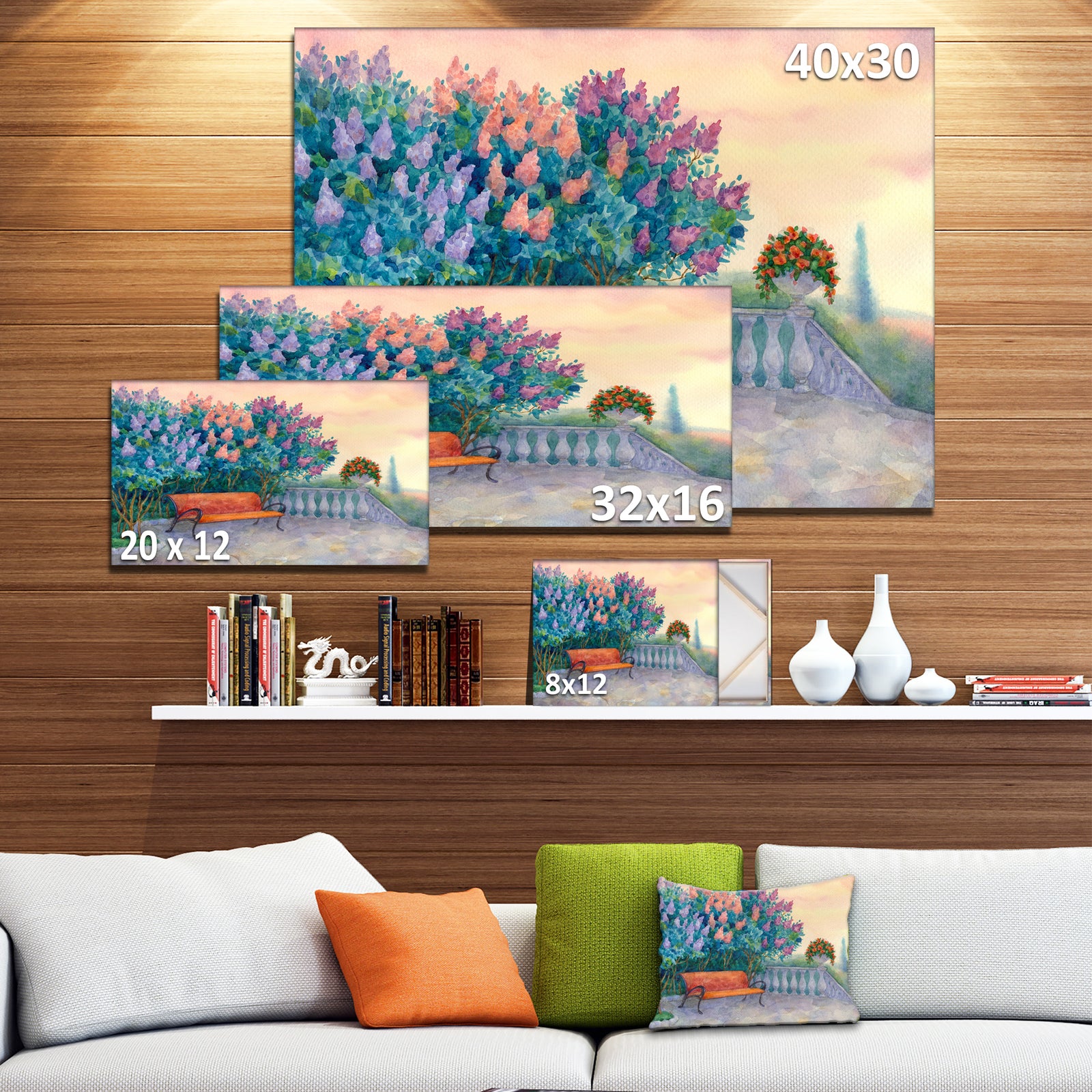 Bench under Flowering Lilac - Landscape Wall Artwork