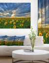 Beauty Sunset over Sunflowers - Landscape Wall Artwork