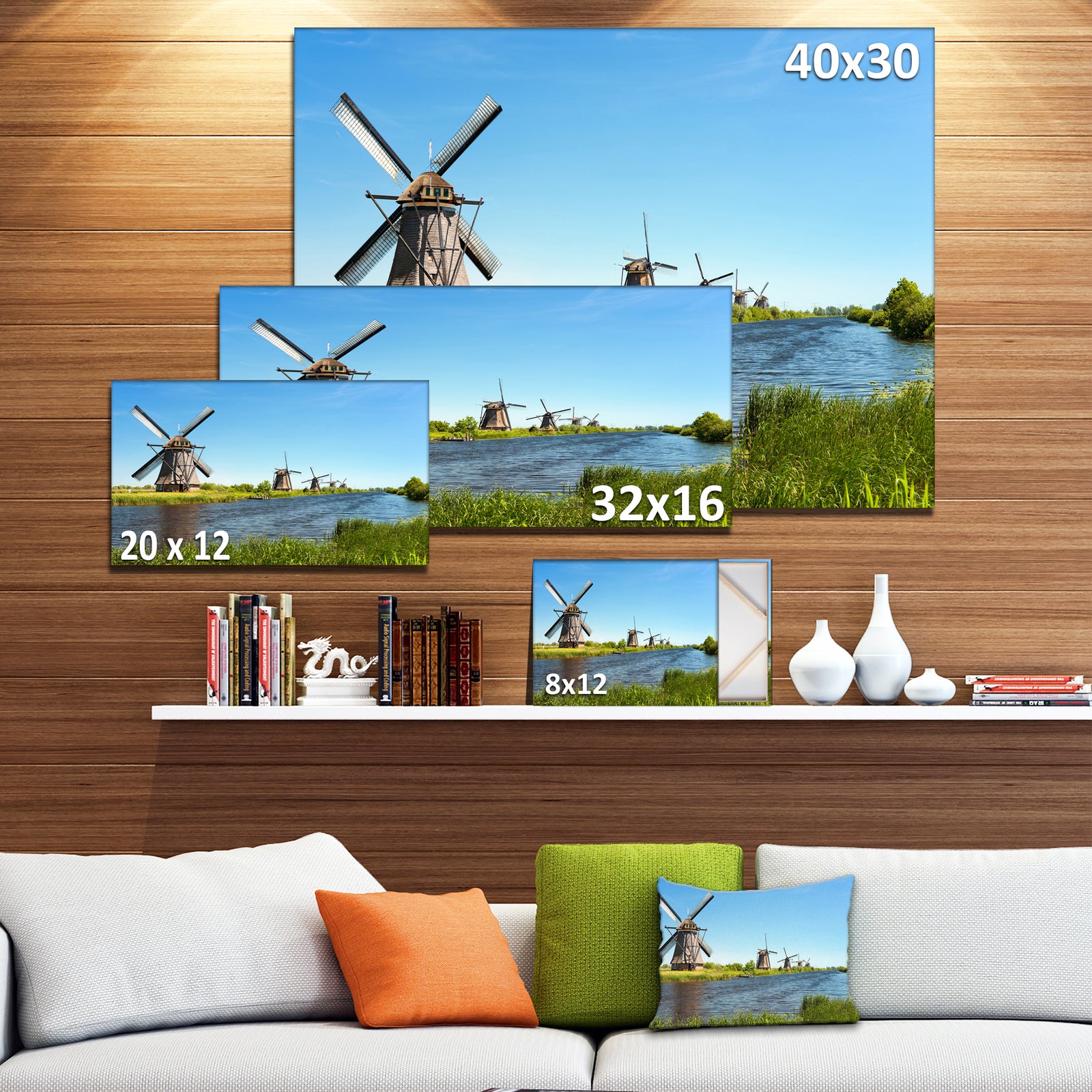 Windmills at Kinderdijk - Landscape Wall Artwork