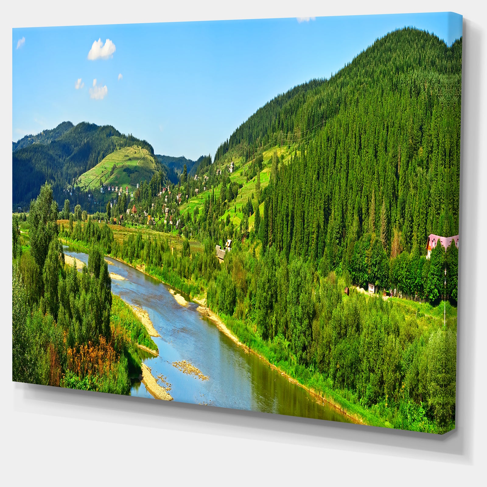 Green Mountains and River - Landscape Wall Artwork