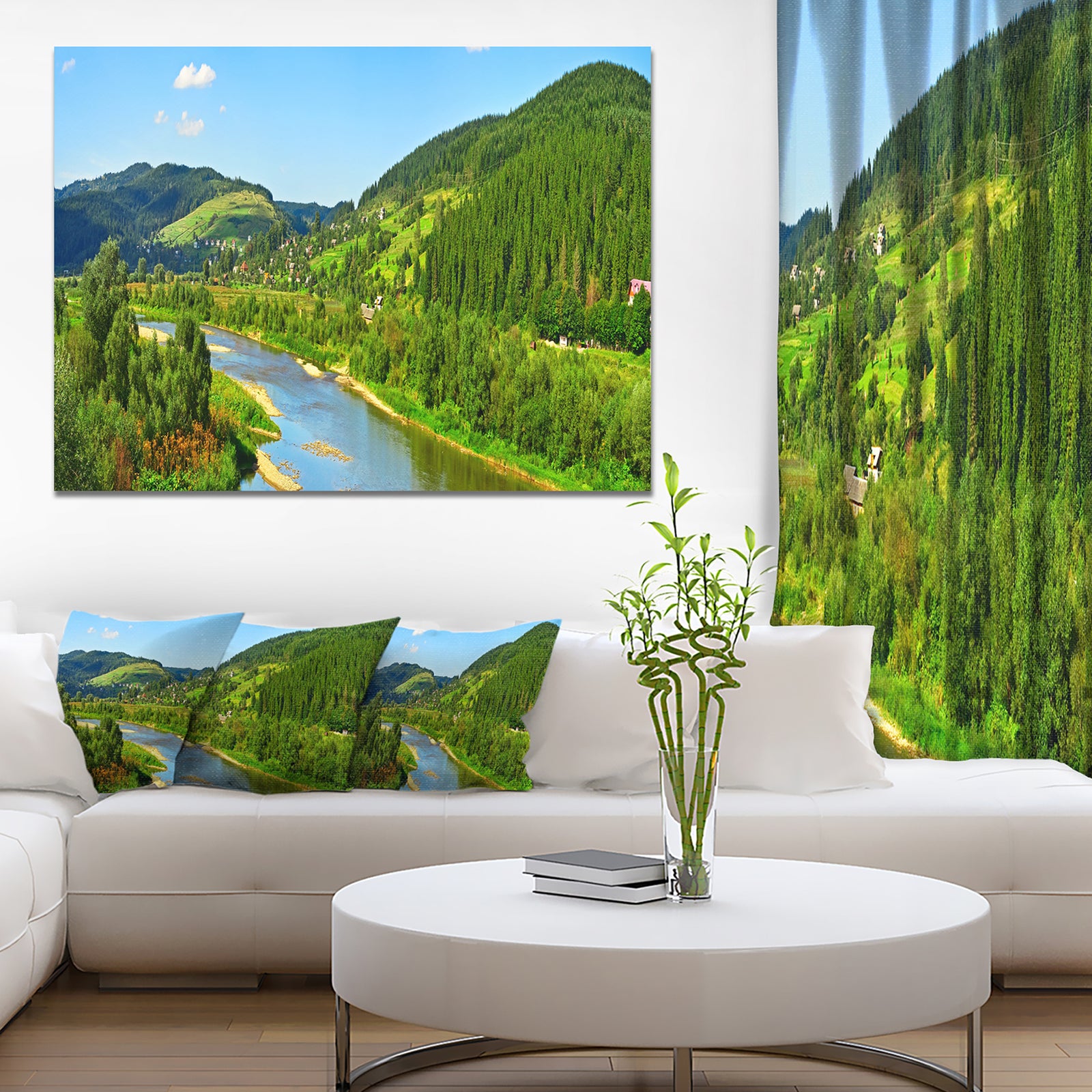 Green Mountains and River - Landscape Wall Artwork