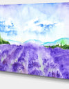 Blue Lavender Fields Watercolor - Landscape Wall Artwork