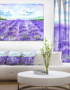 Lavender Fields Watercolor - Landscape Wall Artwork