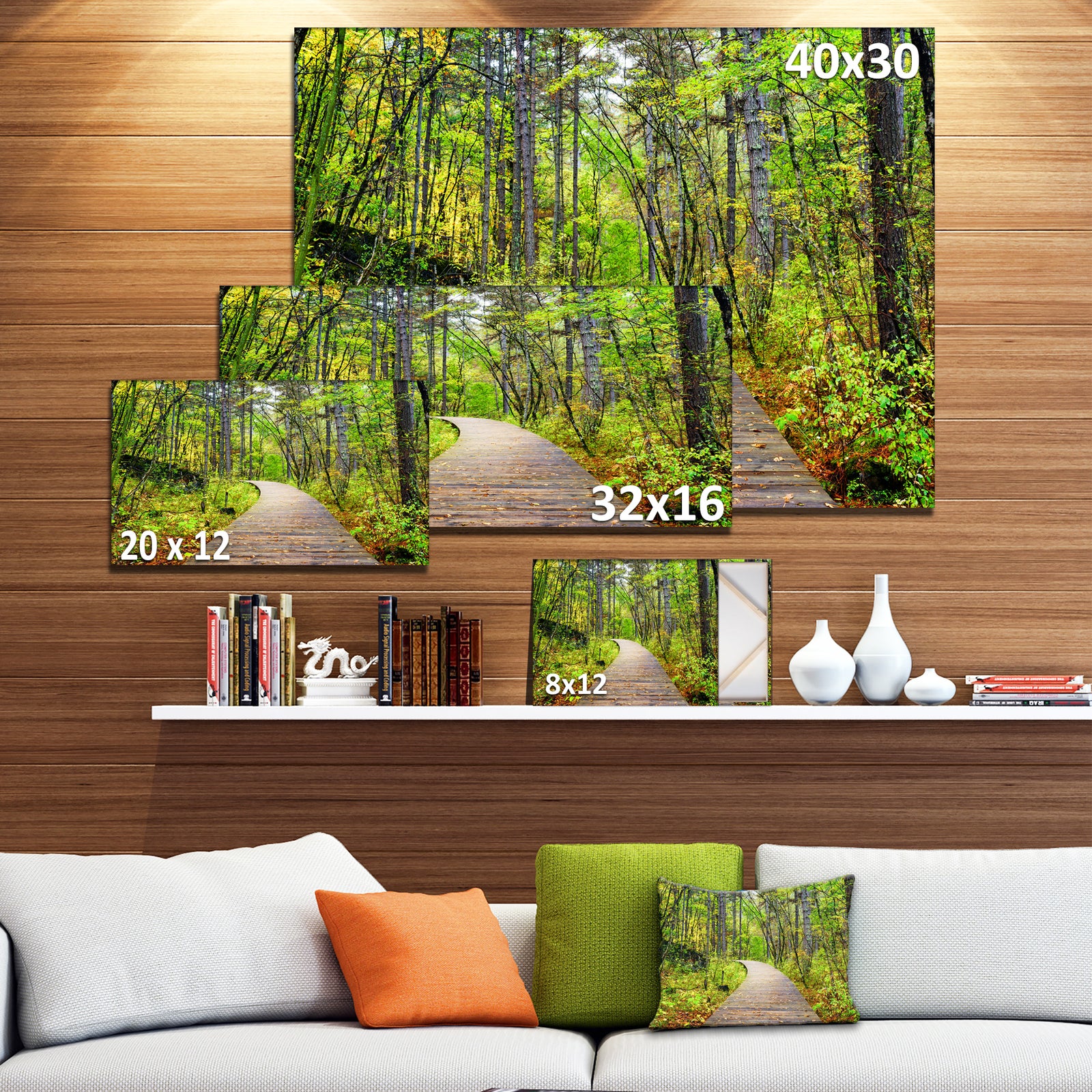 Wooden Boardwalk across Forest - Landscape Wall Artwork