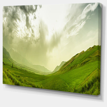 Meadow under Clouds Panorama - Landscape Wall Artwork