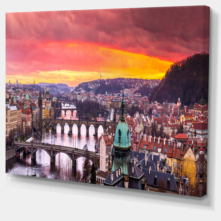 Bridges in Prague Panorama - Landscape Wall Artwork