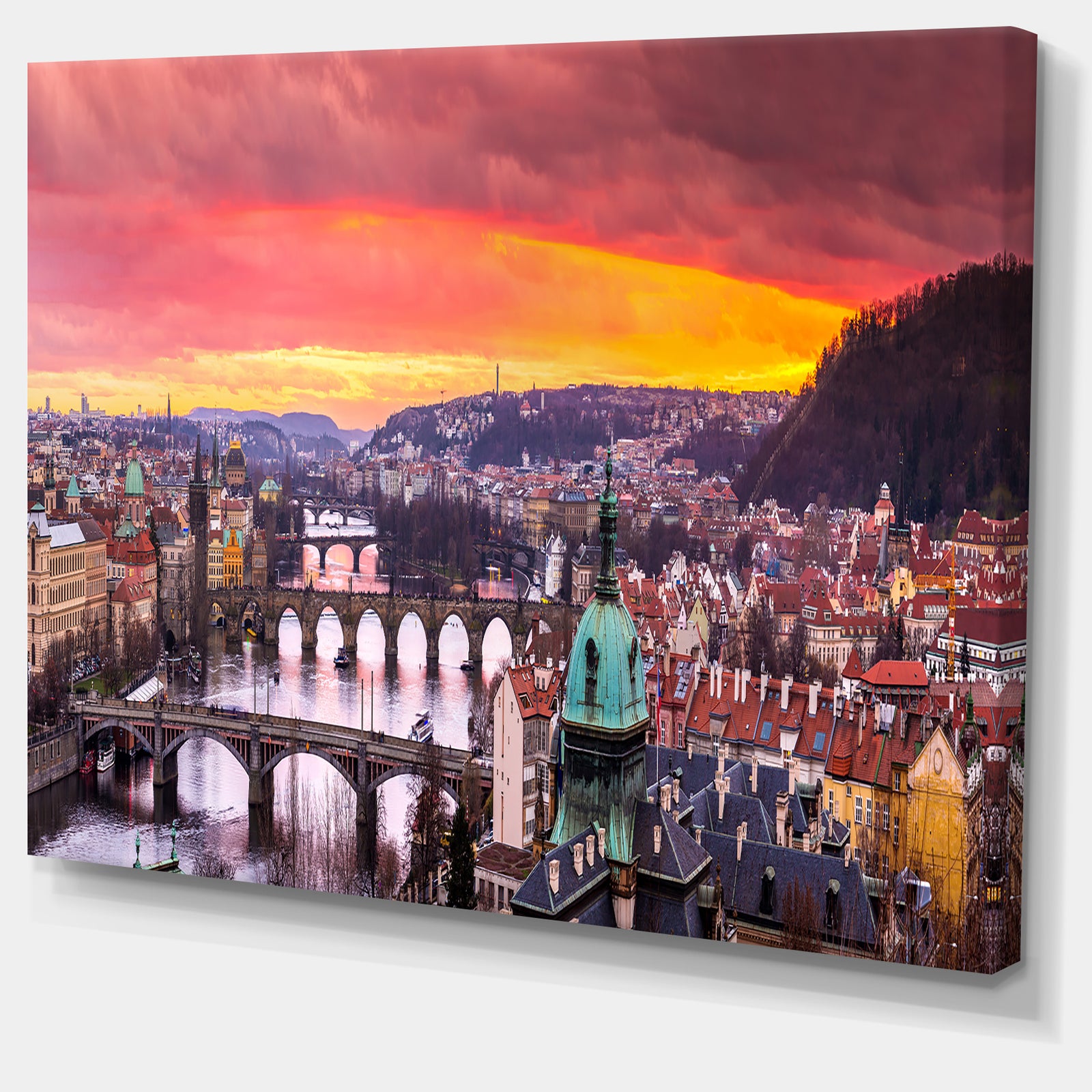 Bridges in Prague Panorama - Landscape Wall Artwork