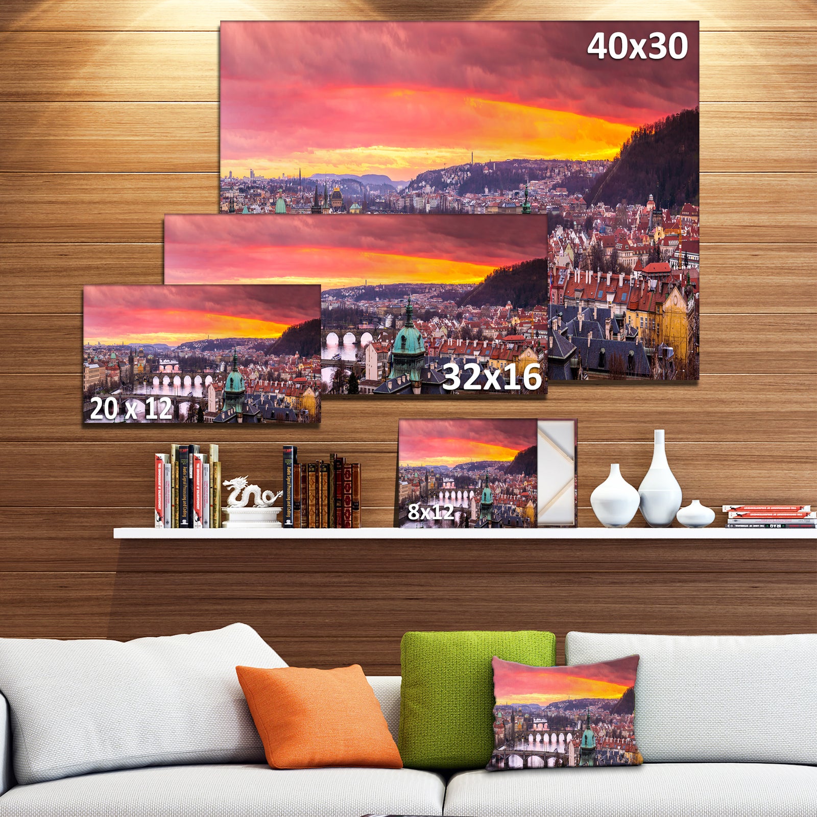 Bridges in Prague Panorama - Landscape Wall Artwork