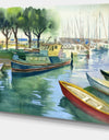 Boats in River Watercolor - Landscape Wall Artwork