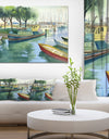 Boats in River Watercolor - Landscape Wall Artwork