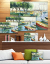 Boats in River Watercolor - Landscape Wall Artwork