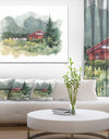 Watercolor House Aad Mountains - Landscape Wall Artwork