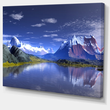 3D Rendered Mountains and Lake - Landscape Wall Artwork