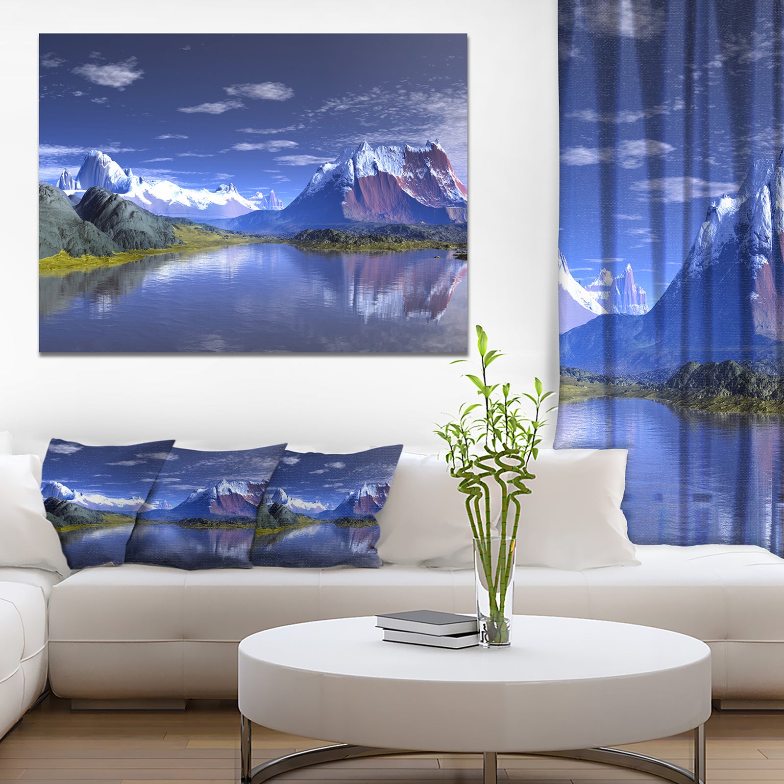 3D Rendered Mountains and Lake - Landscape Wall Artwork