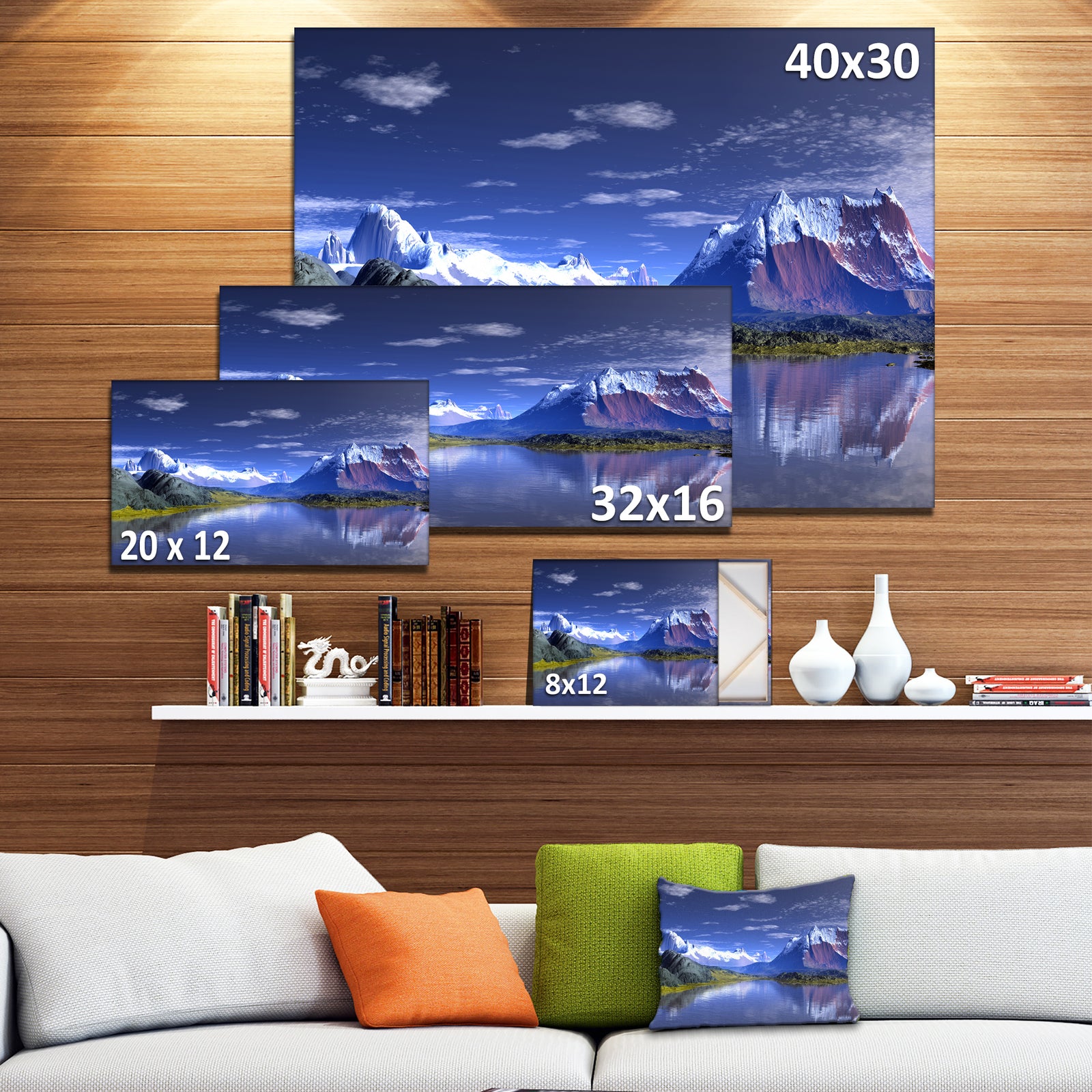 3D Rendered Mountains and Lake - Landscape Wall Artwork