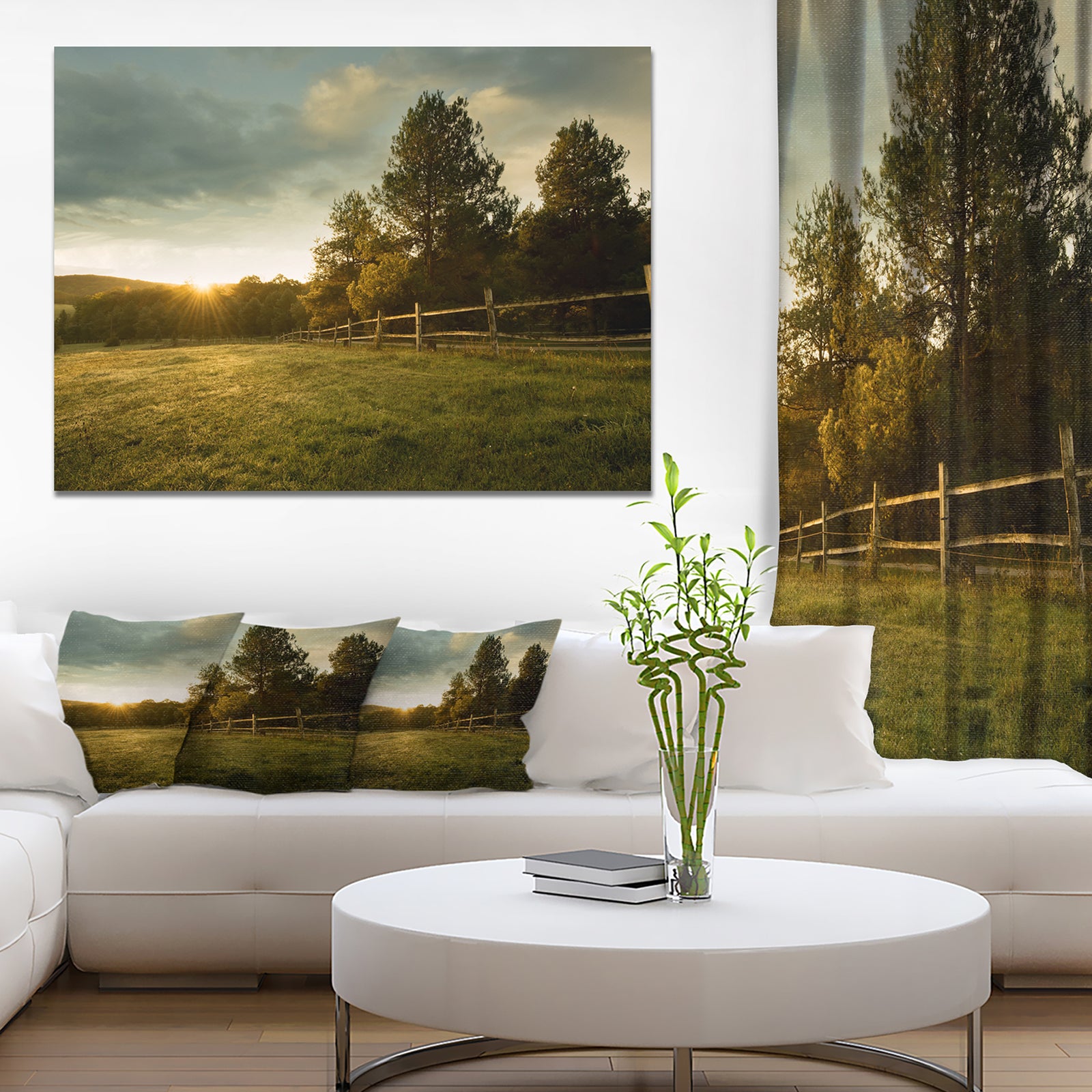 Beautiful Sunrise in the farm - Landscape Wall Artwork
