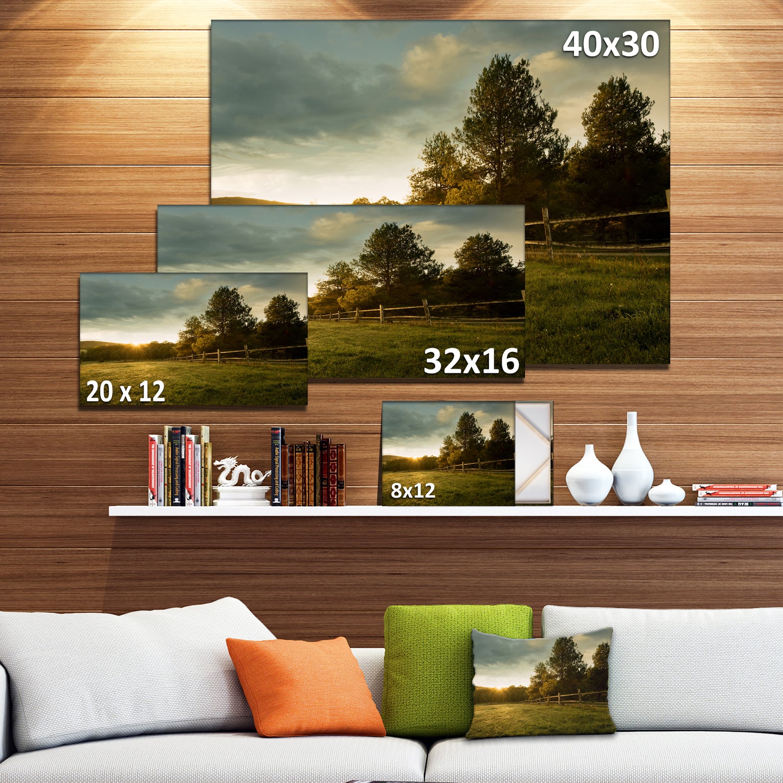 Beautiful Sunrise in the farm - Landscape Wall Artwork
