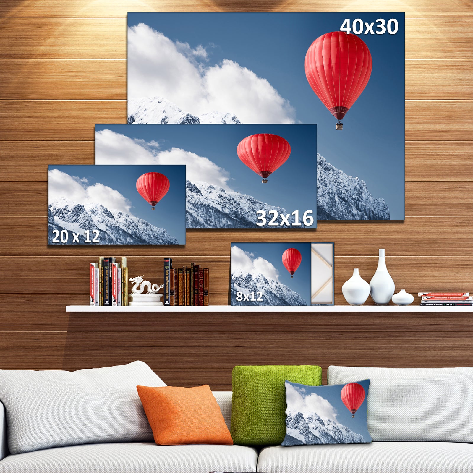 Balloon Over Winter Hills - Landscape Wall Artwork