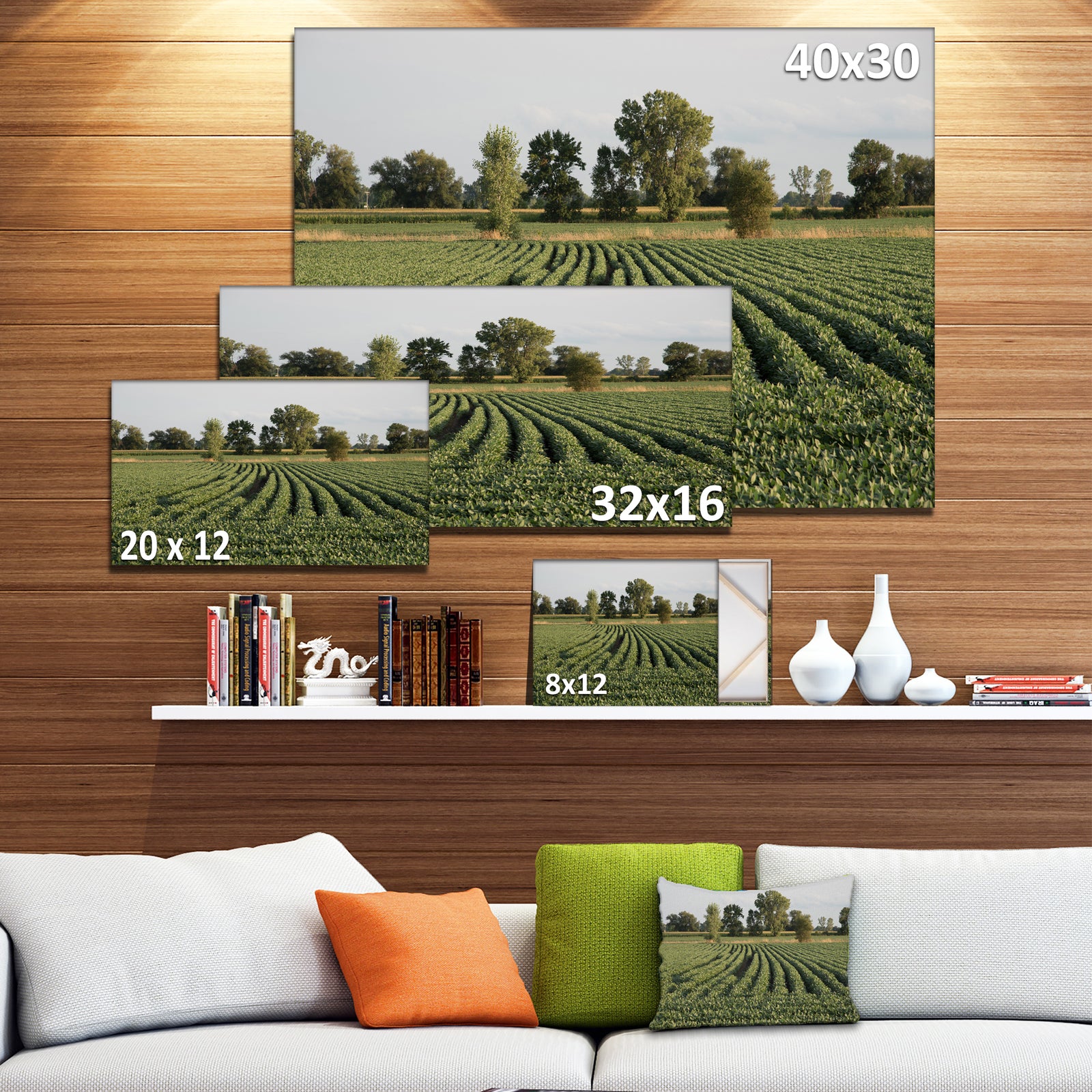 Wisconsin Soybean Field Rows - Landscape Wall Artwork