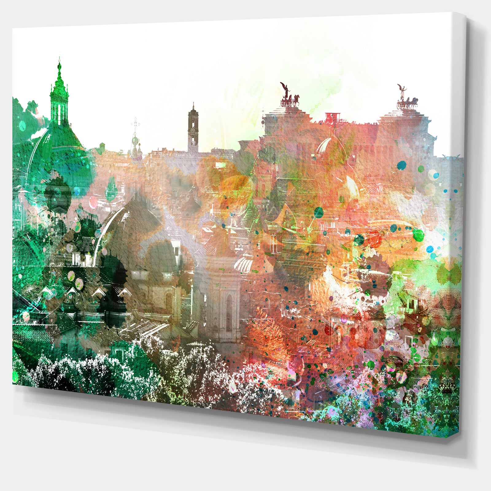 Colorful City Watercolor - Landscape Wall Artwork