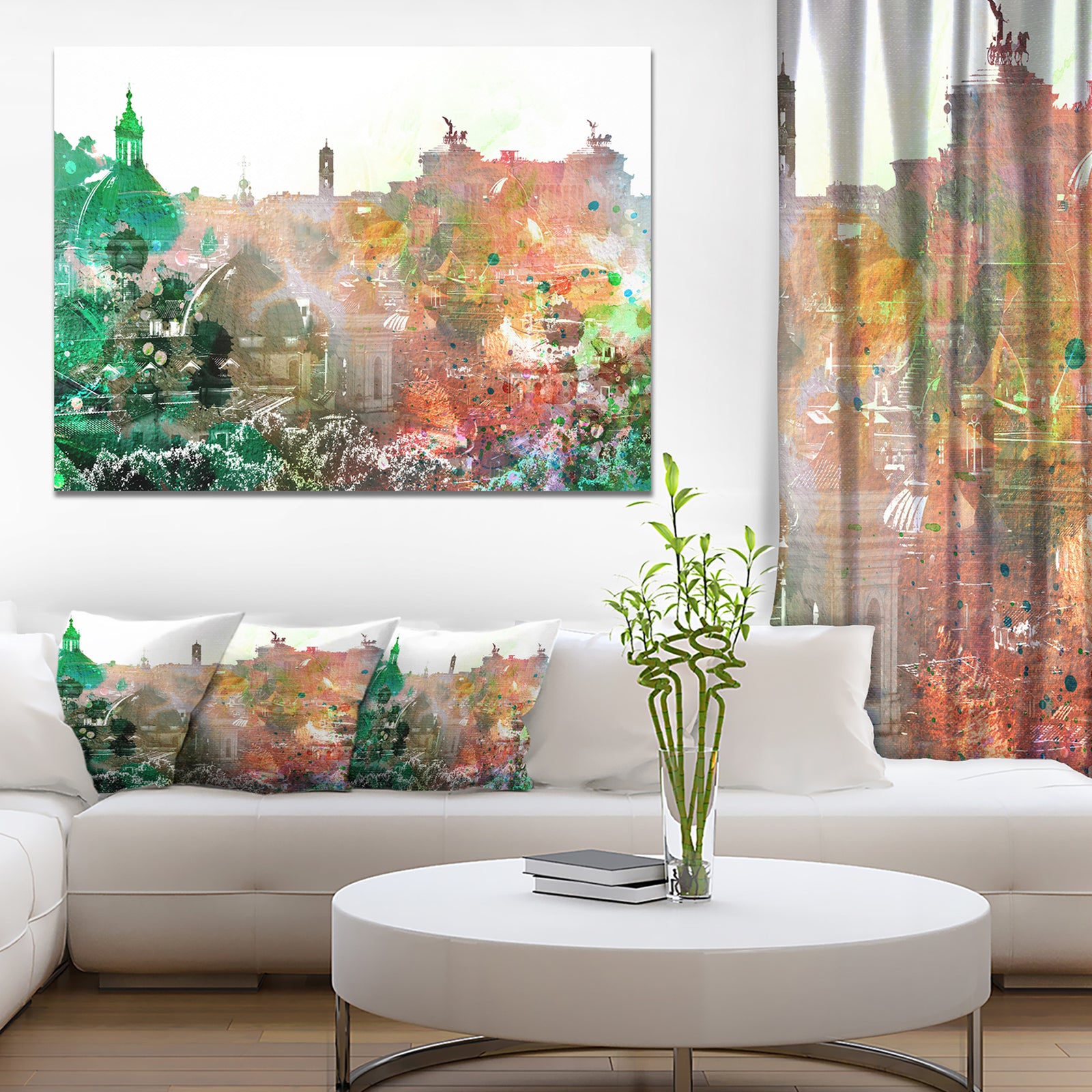 Colorful City Watercolor - Landscape Wall Artwork