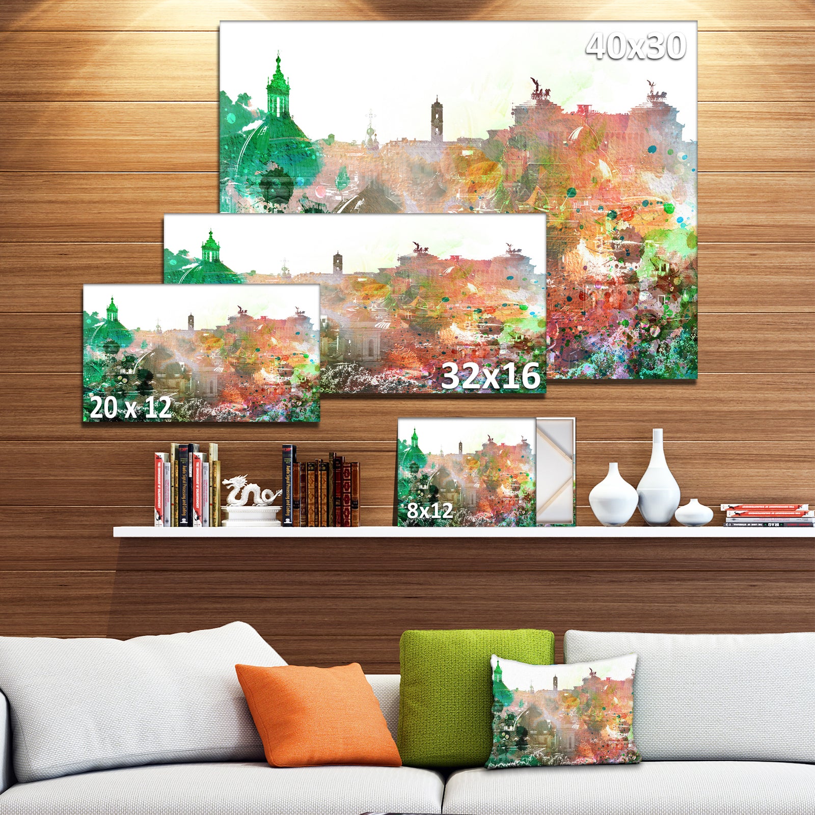 Colorful City Watercolor - Landscape Wall Artwork