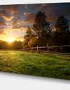 Fenced Ranch at Sunrise - Modern Landscape Art