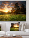 Fenced Ranch at Sunrise - Modern Landscape Art