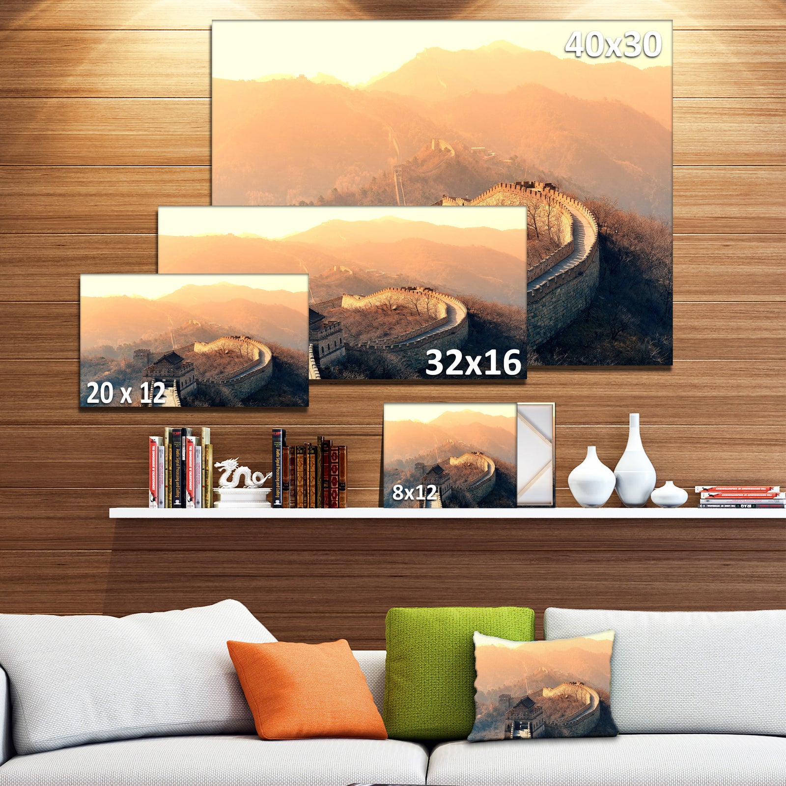 Design Canvas Art Print 'China Great Wall Morning - Extra Large Landscape Canvas Art Print