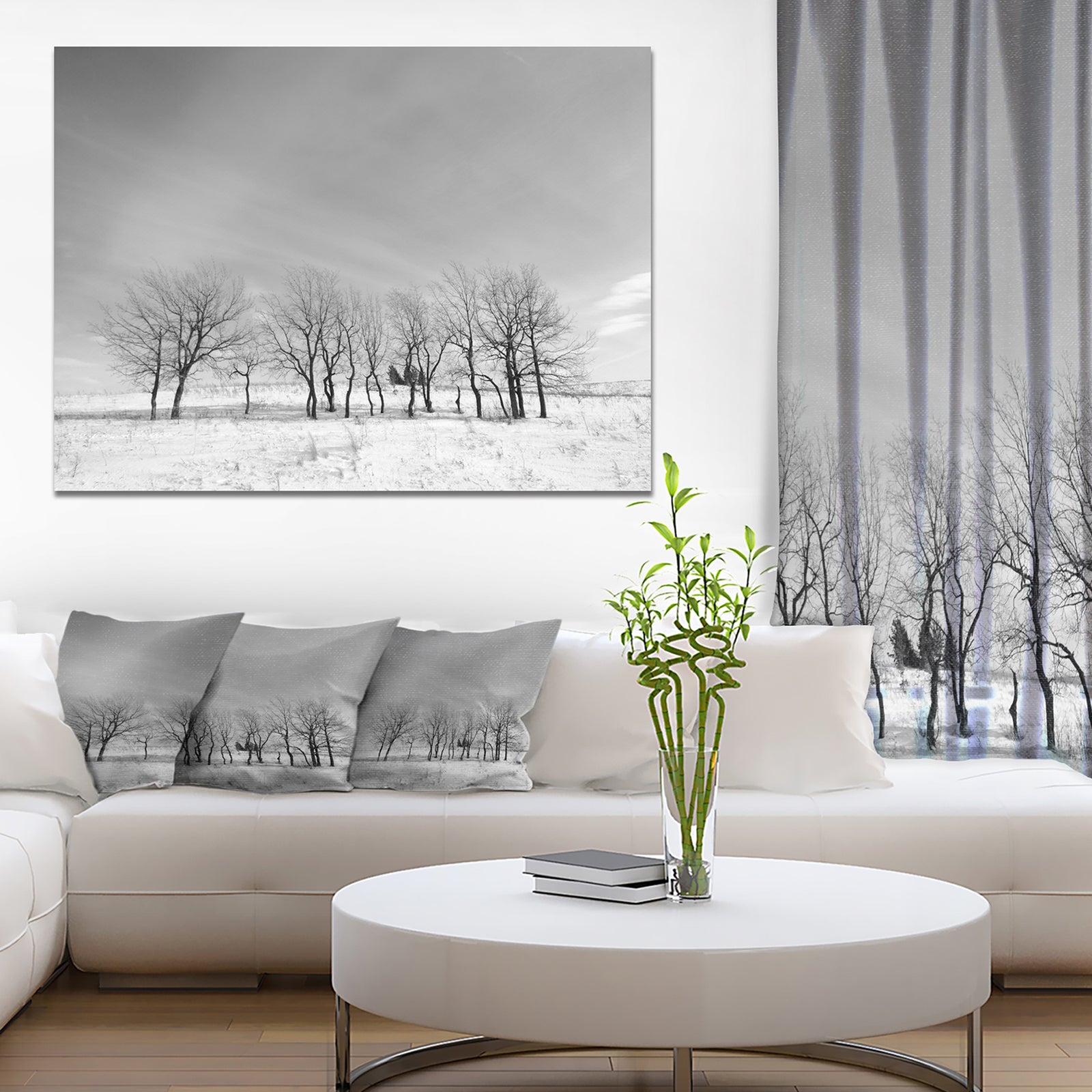 Design Canvas Art Print 'Black and White Trees in Winter - Extra Large Landscape Canvas Art Print