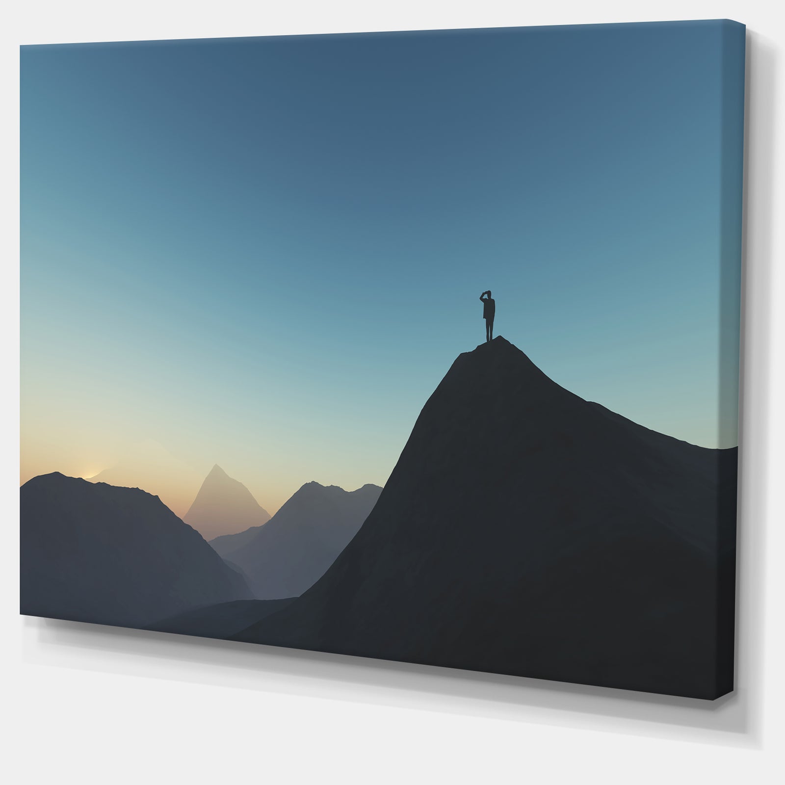 Design Canvas Art Print 'Man Looking from Mountain - Extra Large Landscape Canvas Art Print
