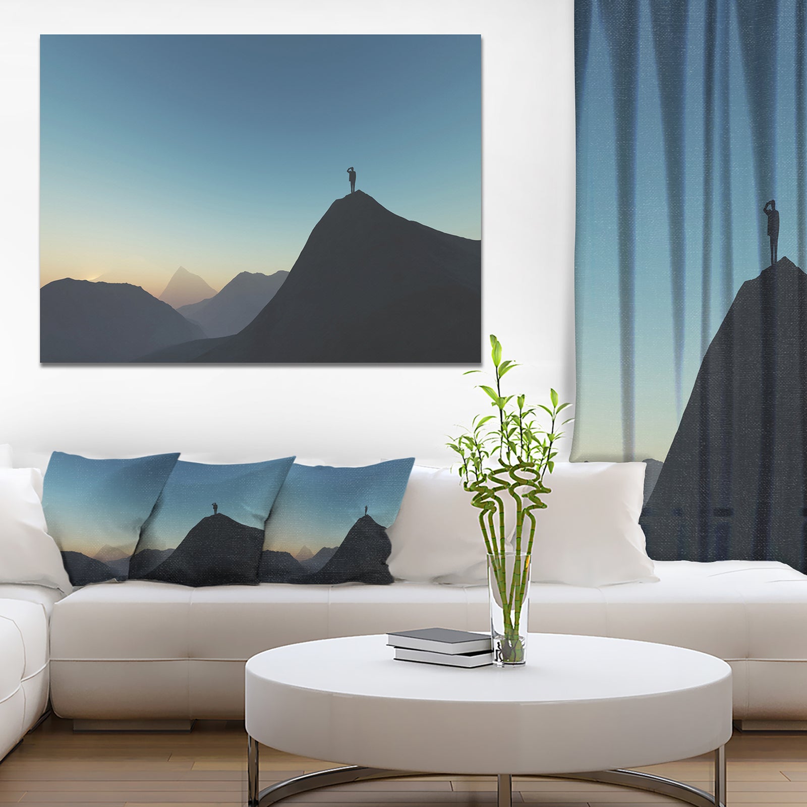 Design Canvas Art Print 'Man Looking from Mountain - Extra Large Landscape Canvas Art Print
