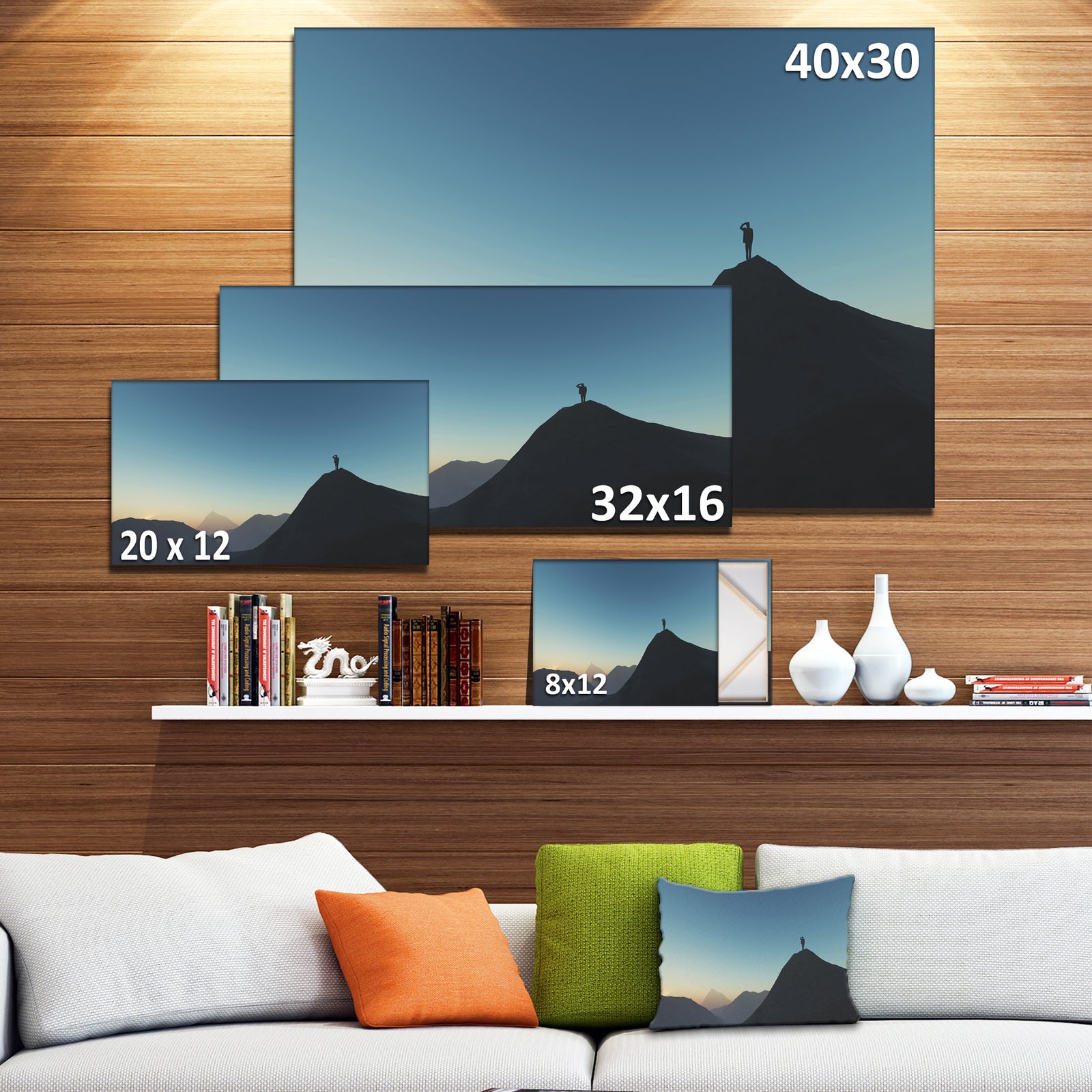 Design Canvas Art Print 'Man Looking from Mountain - Extra Large Landscape Canvas Art Print