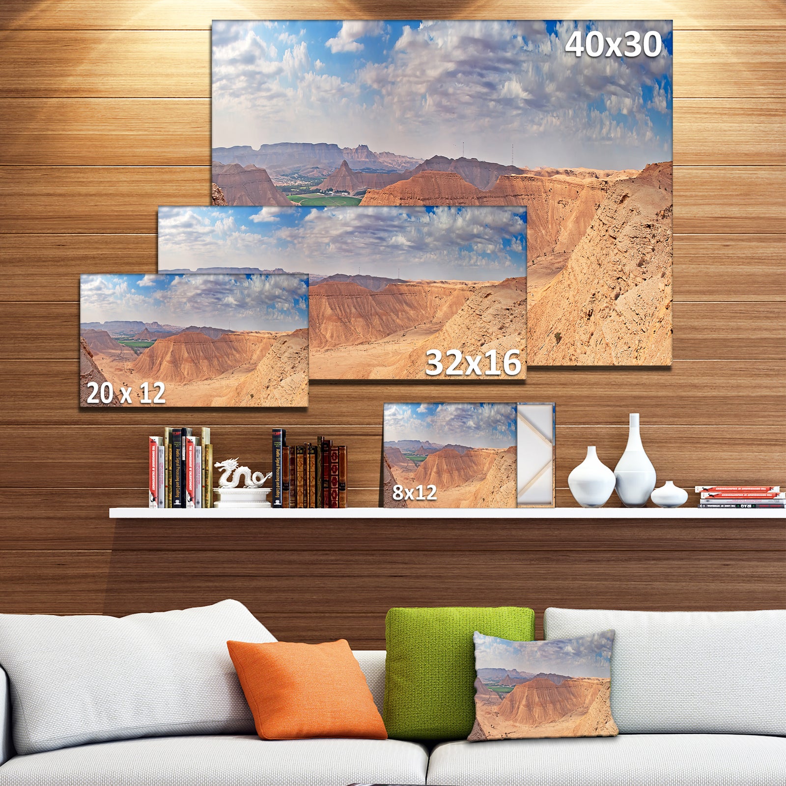 Design Canvas Art Print 'Clay Rocks around Riyadh City - Extra Large Landscape Canvas Art Print