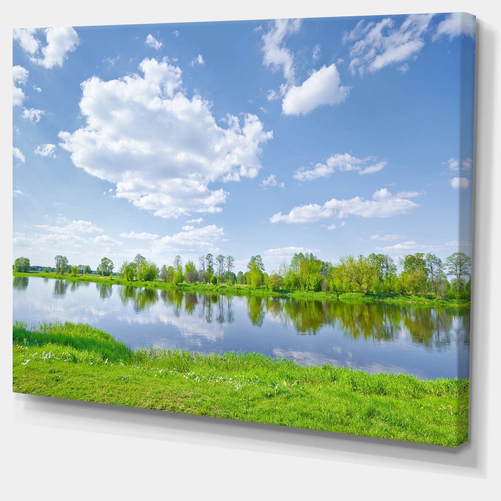 Design Canvas Art Print 'Sunny Spring by Narew River - Extra Large Landscape Canvas Art Print