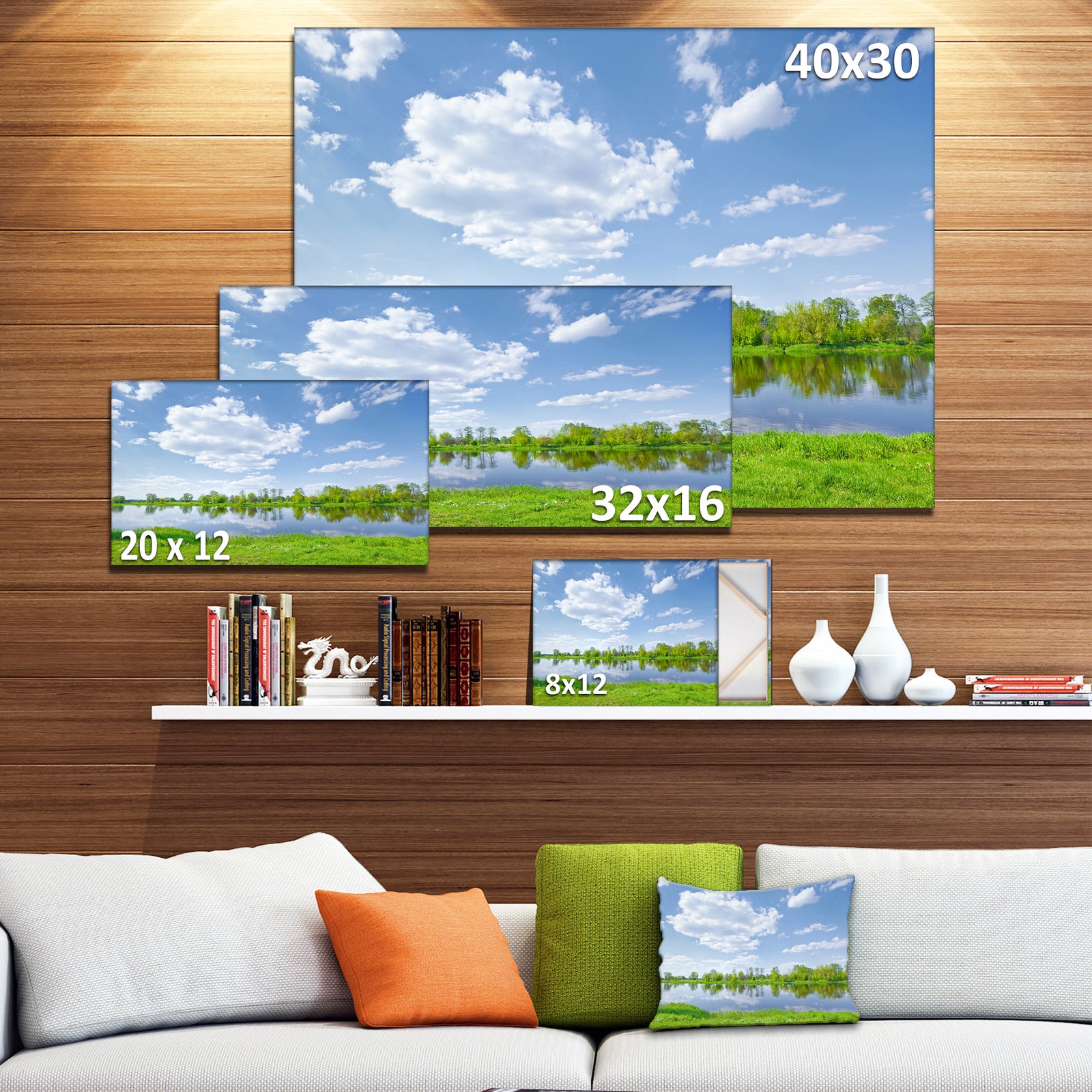 Design Canvas Art Print 'Sunny Spring by Narew River - Extra Large Landscape Canvas Art Print