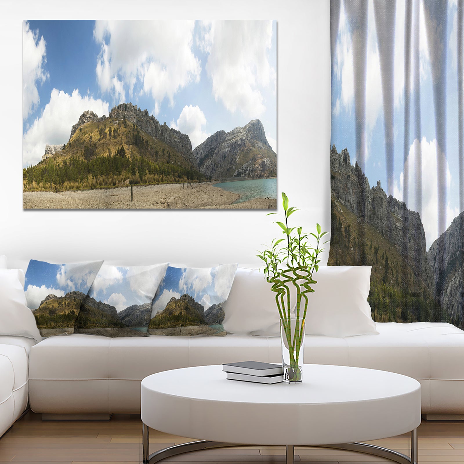Design Canvas Art Print 'Lake and Clouds Panorama - Extra Large Landscape Canvas Art Print