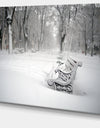 Design Canvas Art Print 'Benches in Park Covered with Snow - Extra Large Landscape Canvas Art Print