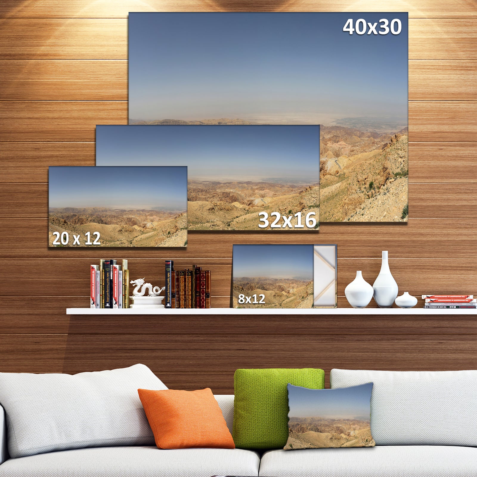 Design Canvas Art Print 'Panorama Desert Hills Jordan - Extra Large Landscape Canvas Art Print