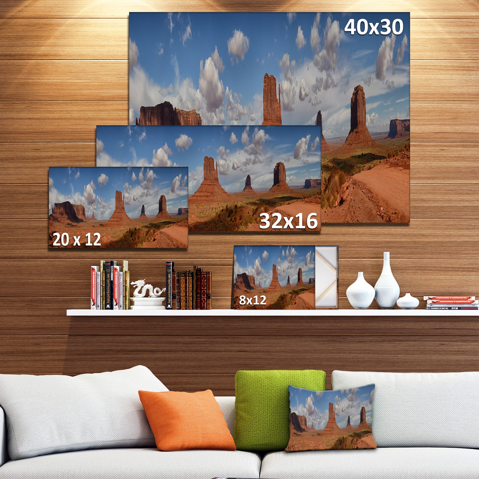 Design Canvas Art Print 'Monument Valley Mountains - Extra Large Landscape Canvas Art Print