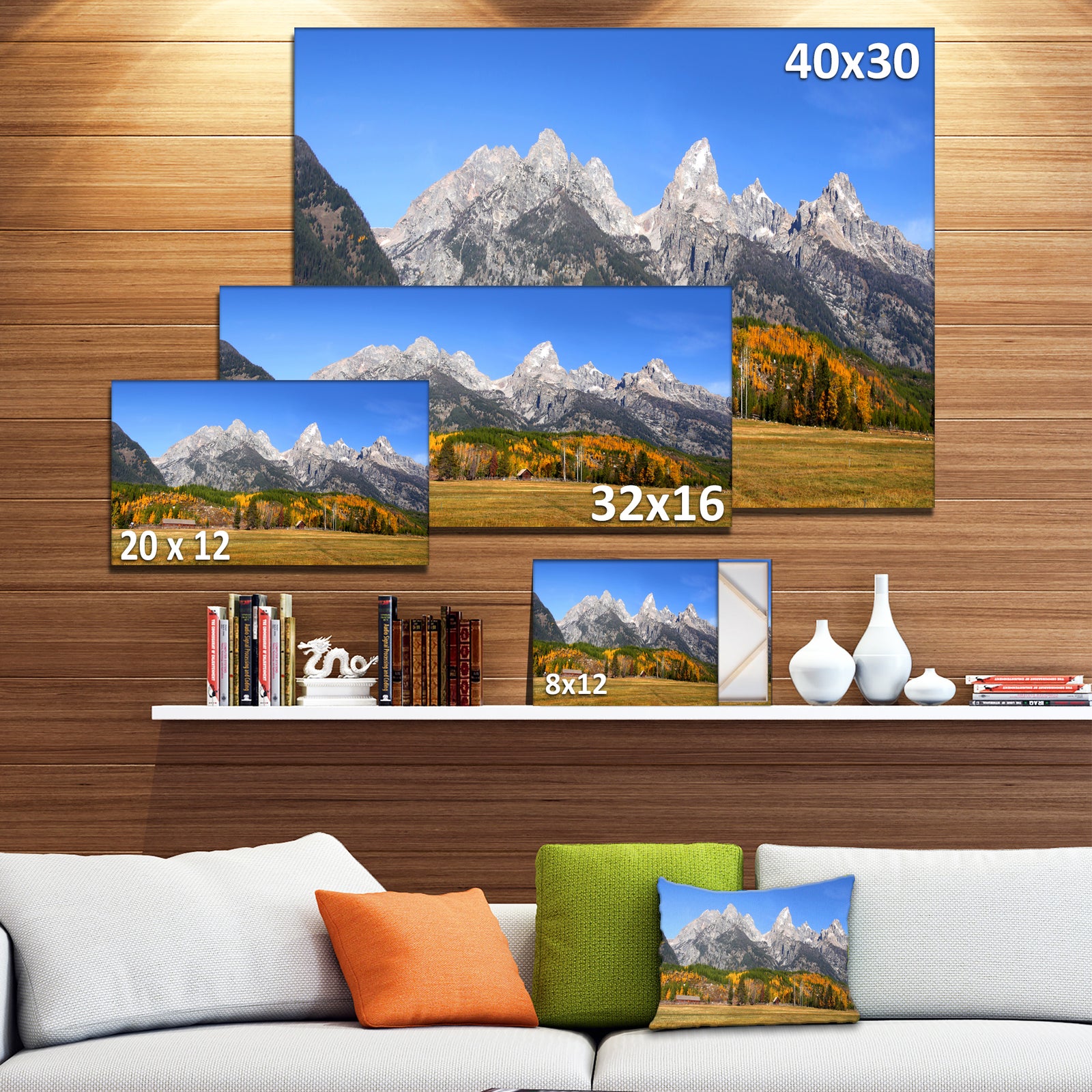 Design Canvas Art Print 'Grand Tetons Panorama - Extra Large Landscape Canvas Art Print