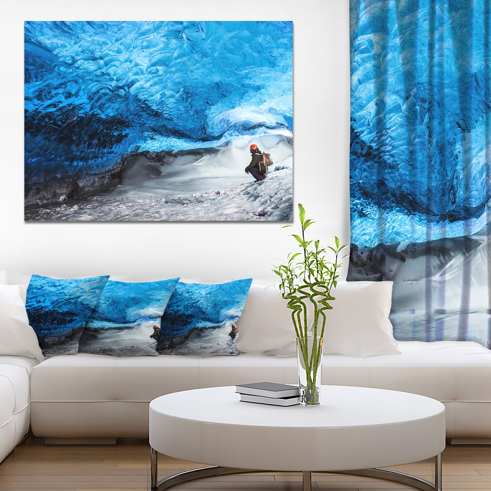 Design Canvas Art Print 'Glacier Ice Cave of Iceland - Extra Large Landscape Canvas Art Print