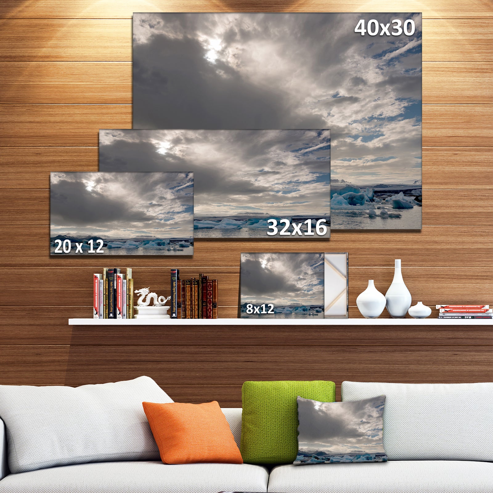 Design Canvas Art Print 'Ice of Jokulsarlon Lagoon - Large Landscape Canvas Art Print