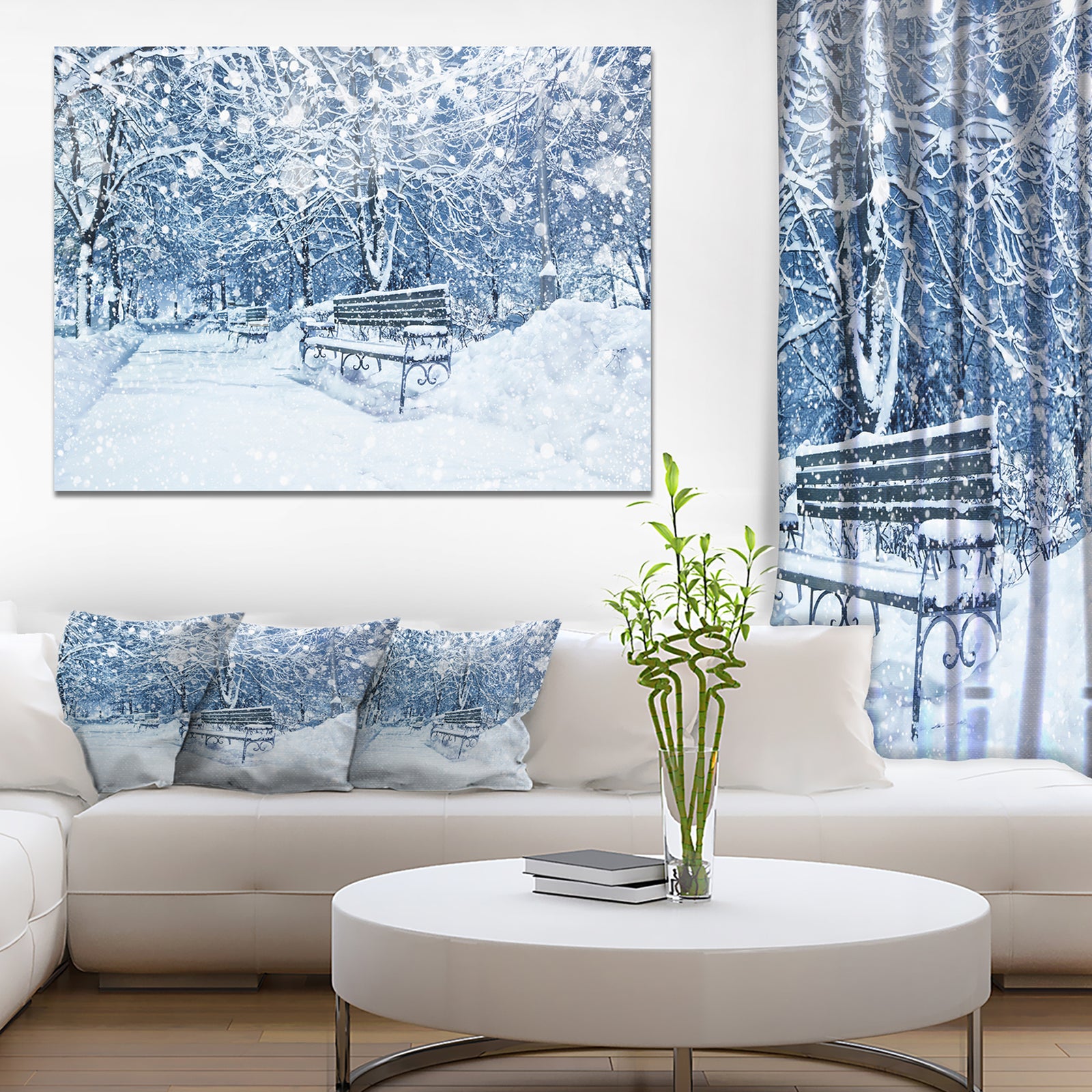 Design Canvas Art Print 'City Covered with Snow - Large Landscape Canvas Art Print