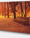 Design Canvas Art Print 'Snow Covered Benches in Evening - Large Landscape Canvas Art Print