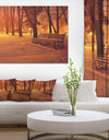 Design Canvas Art Print 'Snow Covered Benches in Evening - Large Landscape Canvas Art Print